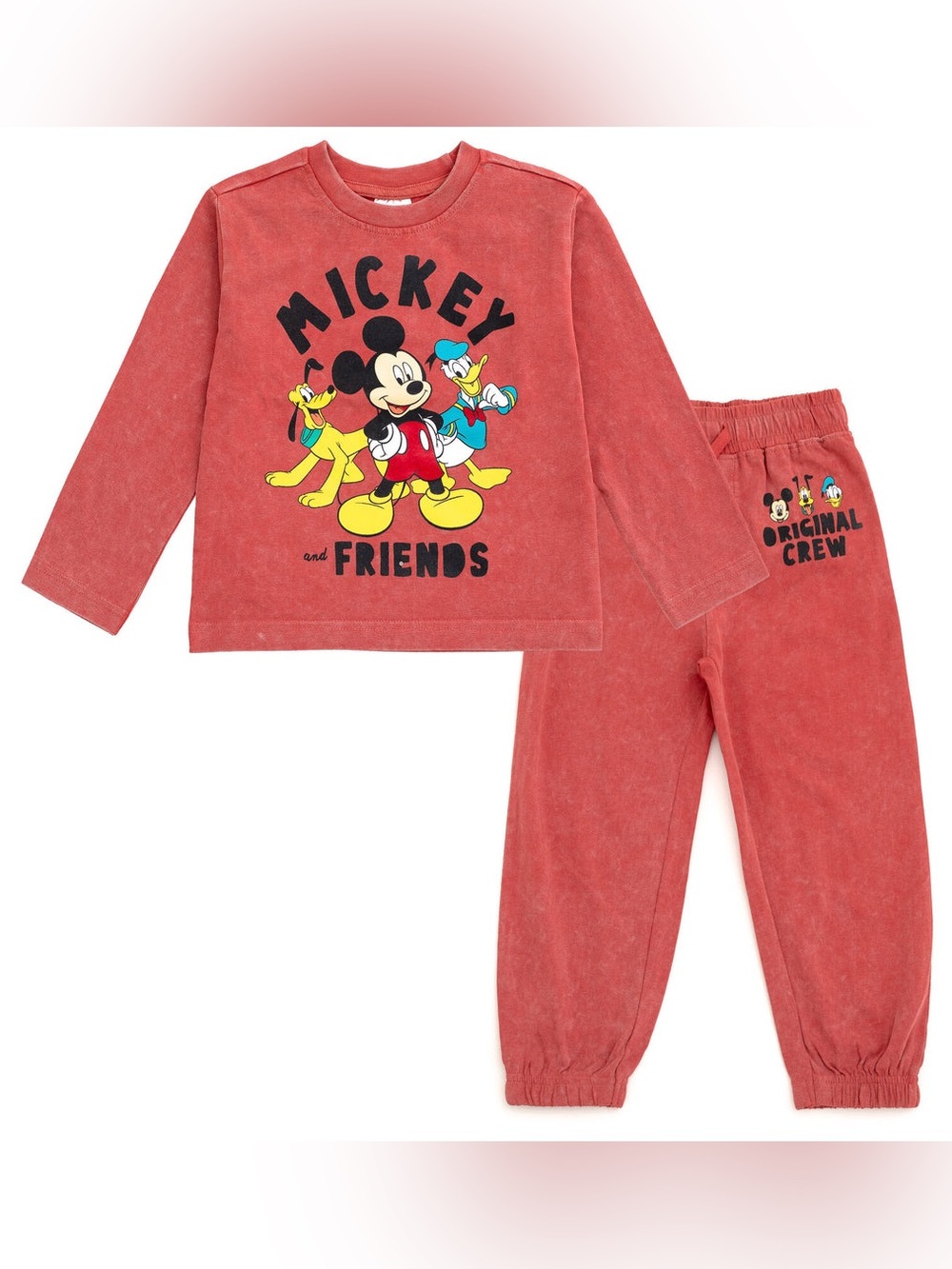 Disney Mickey Mouse Donald Duck Pluto Boys T-Shirt and Jogger Pants Set Size 7-8